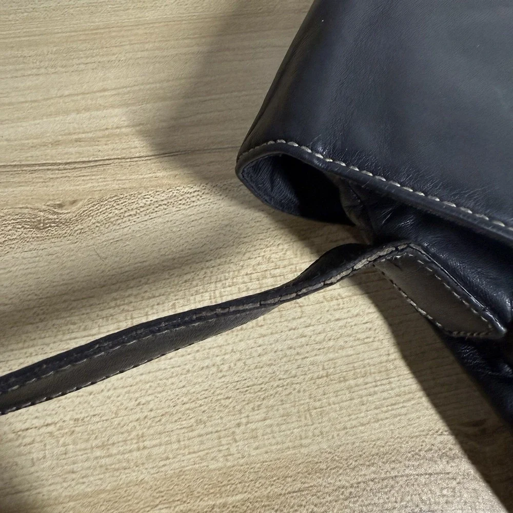 Ralph Lauren Leather Drawstring Bucket Shoulder Bag‎ Hobo Black